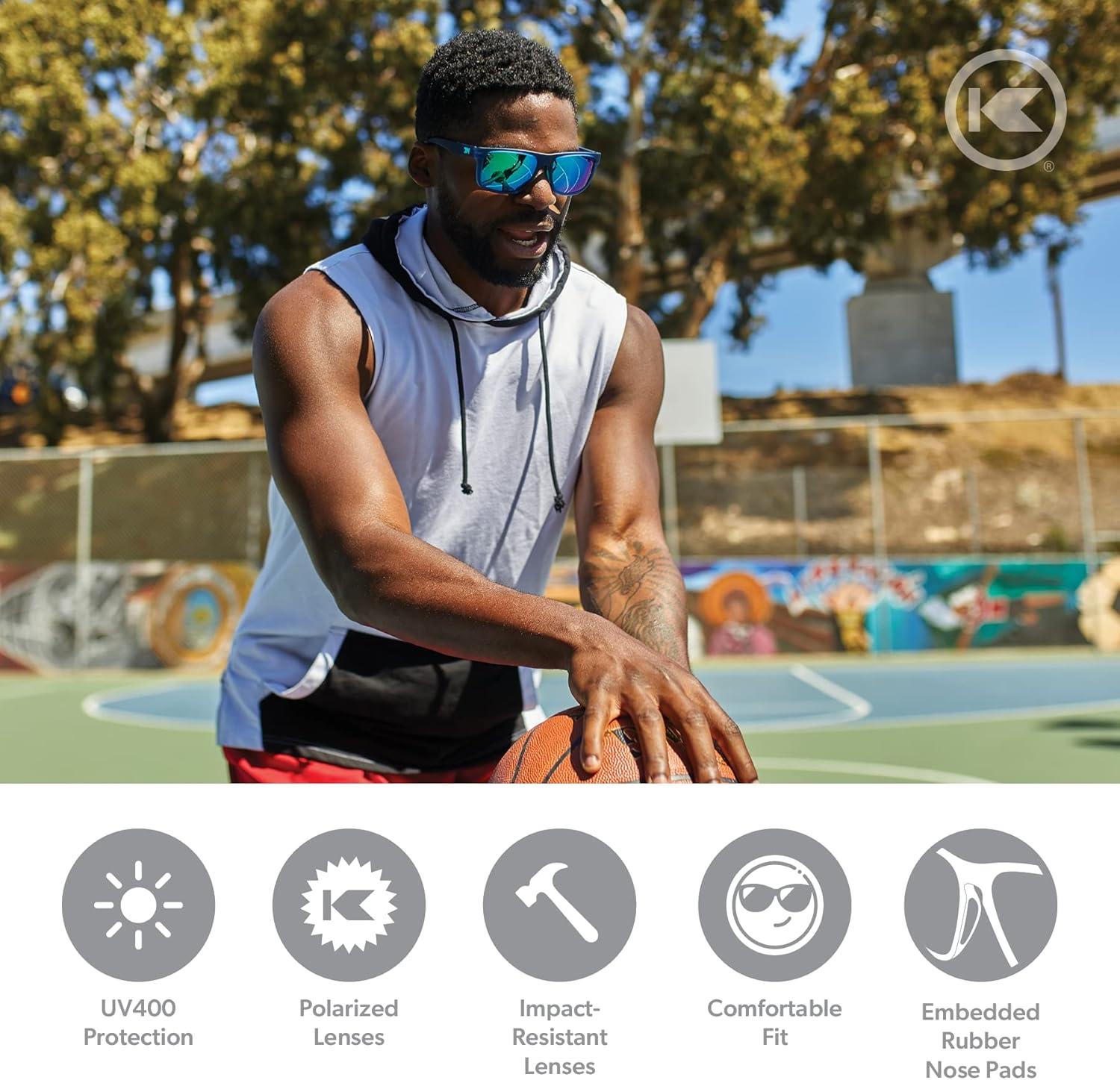 imageKnockaround Torrey Pines and Sport Polarized Sunglasses for Men ampamp Women  Impact Resistant Lenses ampamp Full UV400 ProtectionRubberized Navy  Mint