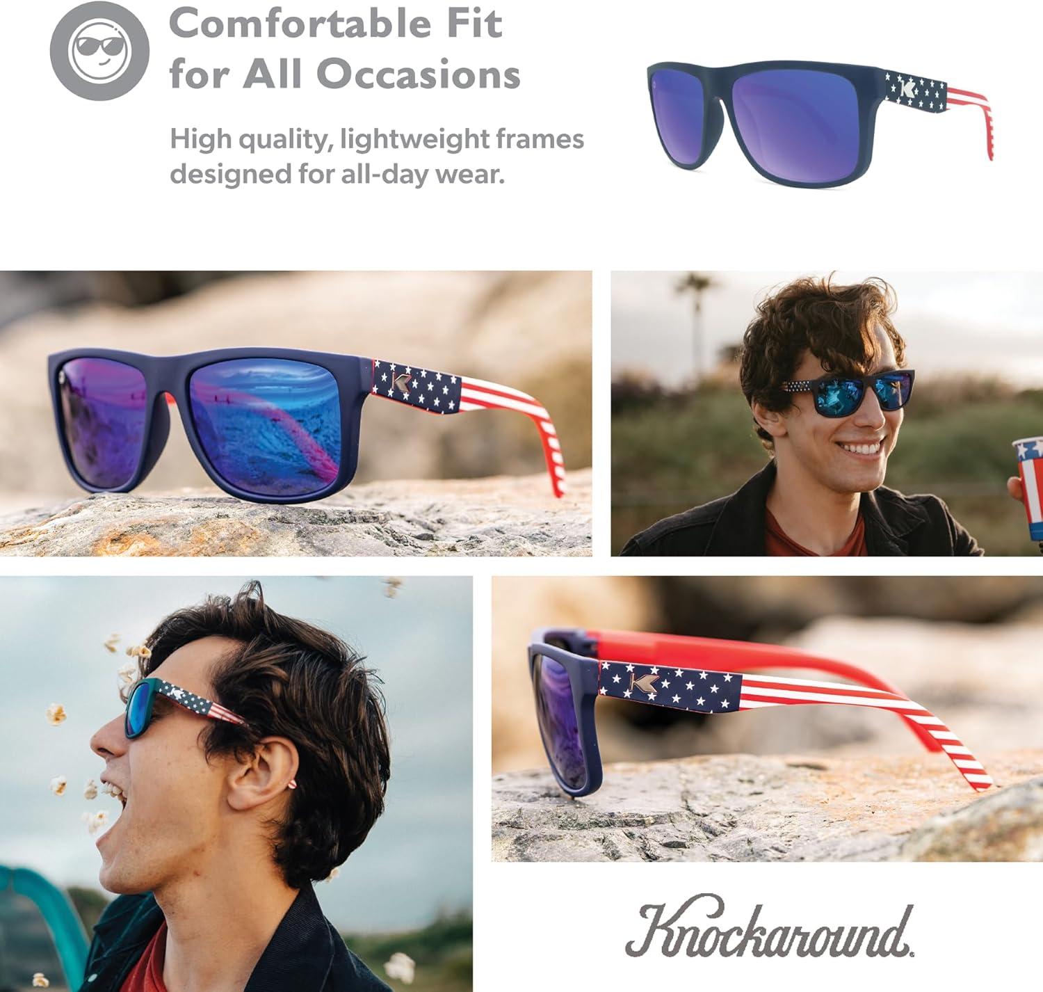 imageKnockaround Torrey Pines and Sport Polarized Sunglasses for Men ampamp Women  Impact Resistant Lenses ampamp Full UV400 ProtectionStar Spangled