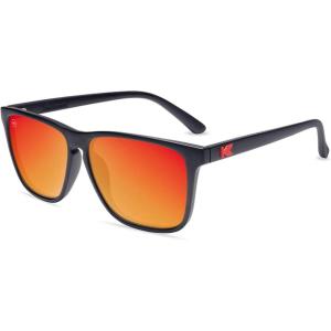 Knockaround Fast Lanes and Sport Polarized Sunglasses for Men & Women – Impact Resistant Lenses & Full UV400 Protection(Matte Black / Red Sunset)