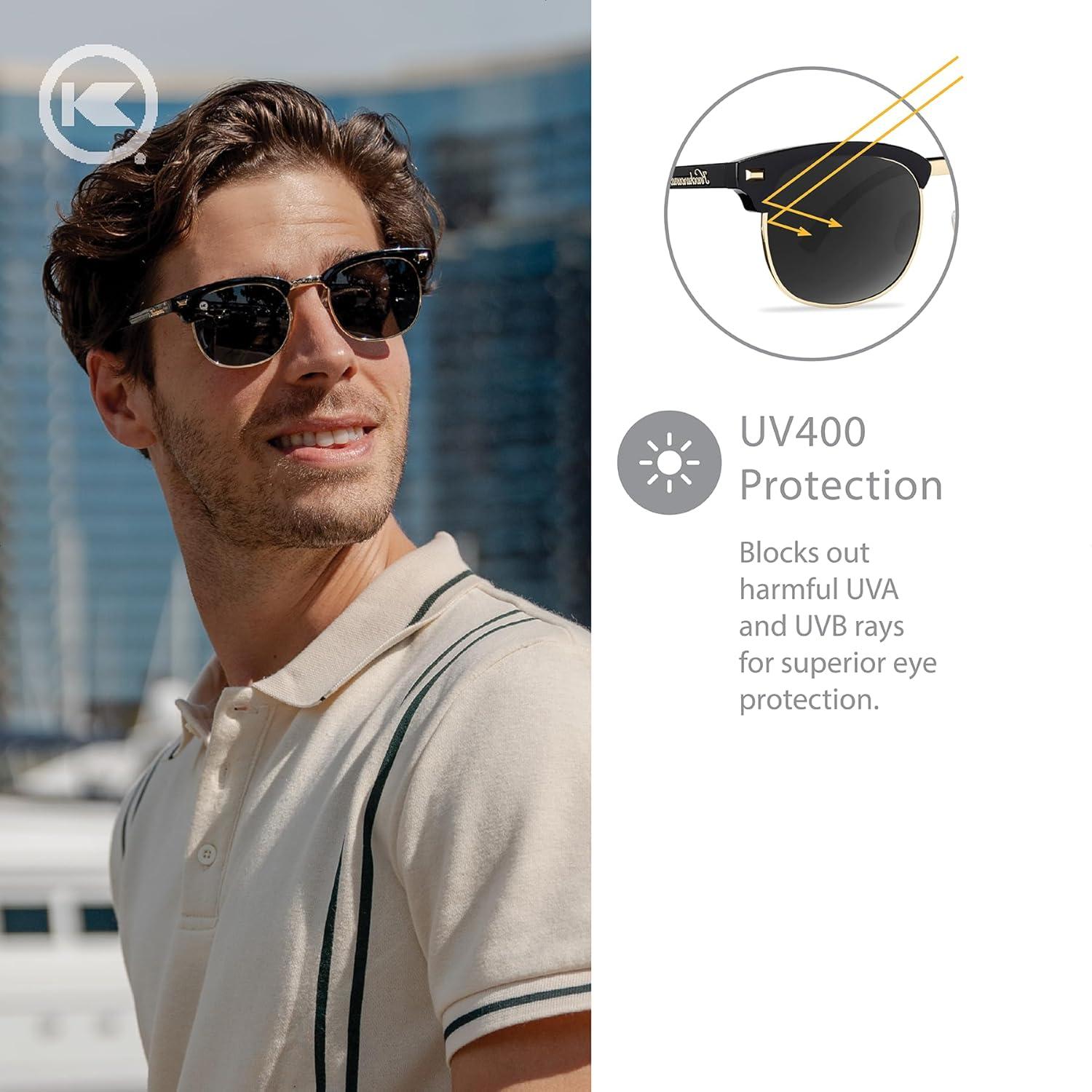 imageKnockaround Brooklines Polarized Sunglasses for Men ampamp Women Impact Resistant Lenses ampamp Full UV400 ProtectionGlossy Black Gold