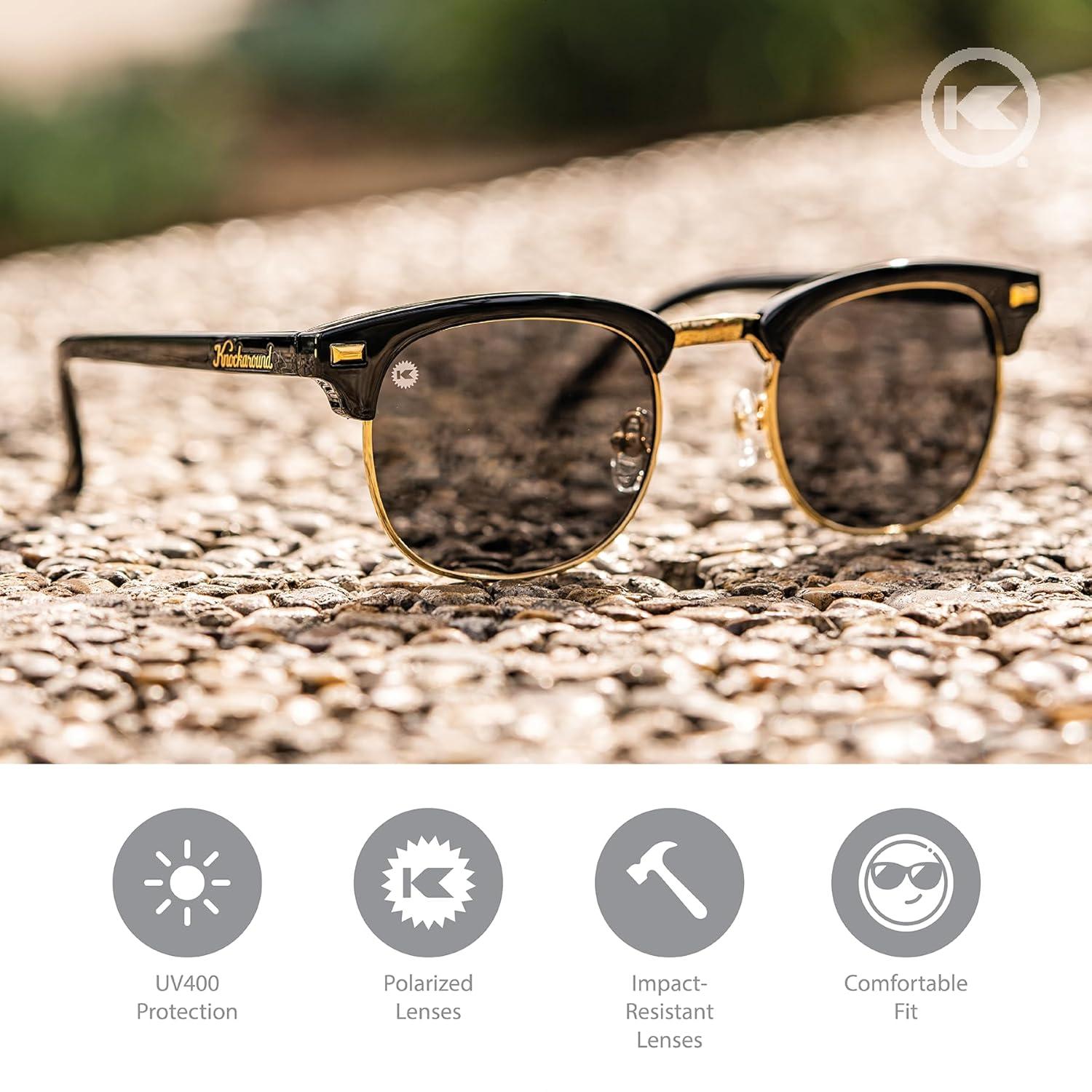imageKnockaround Brooklines Polarized Sunglasses for Men ampamp Women Impact Resistant Lenses ampamp Full UV400 ProtectionGlossy Black Gold
