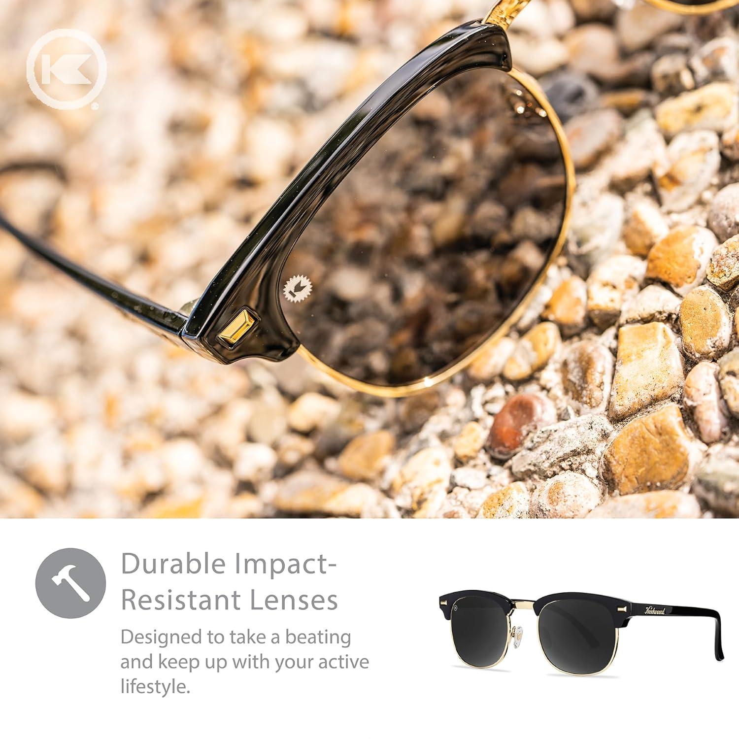 imageKnockaround Brooklines Polarized Sunglasses for Men ampamp Women Impact Resistant Lenses ampamp Full UV400 ProtectionGlossy Black Gold