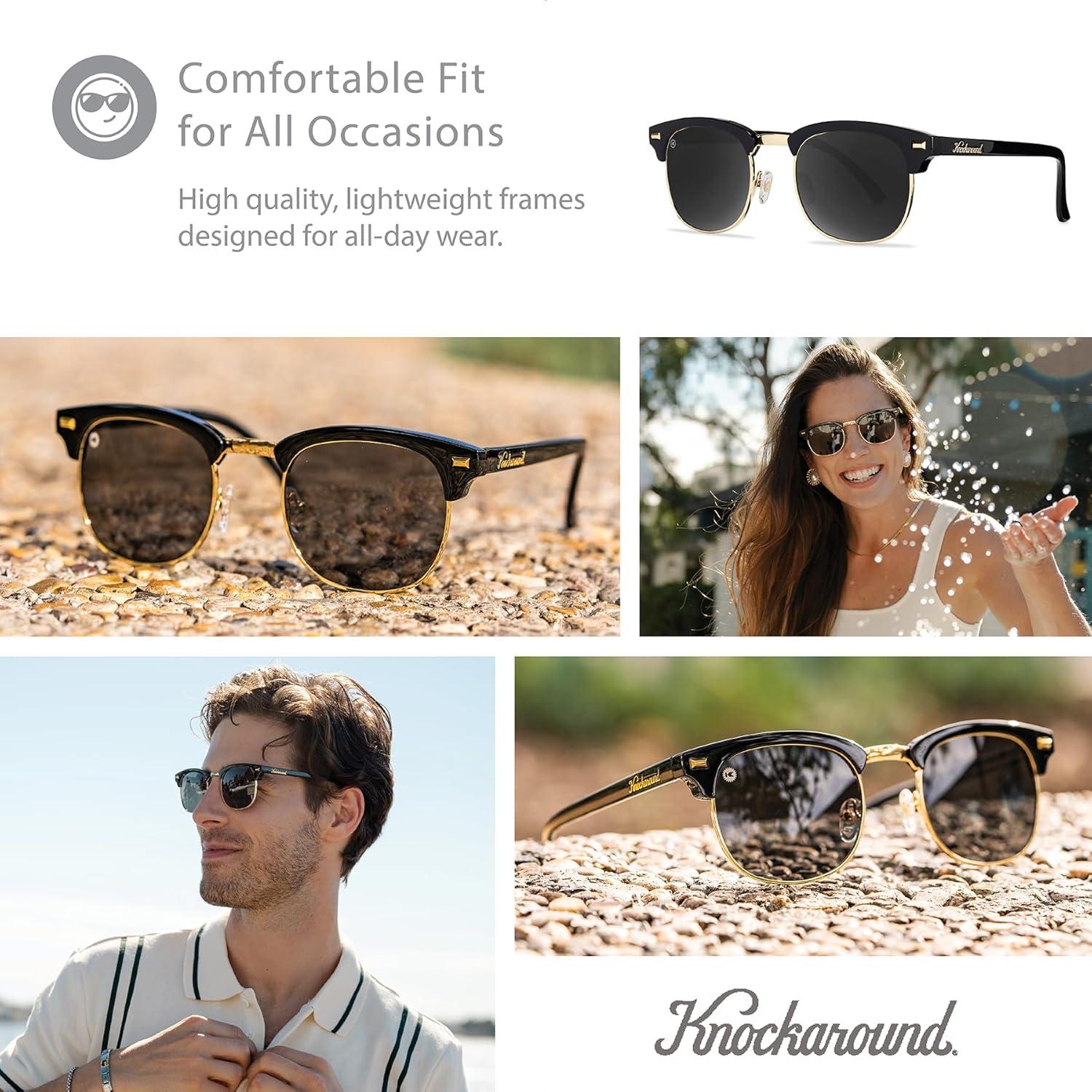 imageKnockaround Brooklines Polarized Sunglasses for Men ampamp Women Impact Resistant Lenses ampamp Full UV400 ProtectionGlossy Black Gold