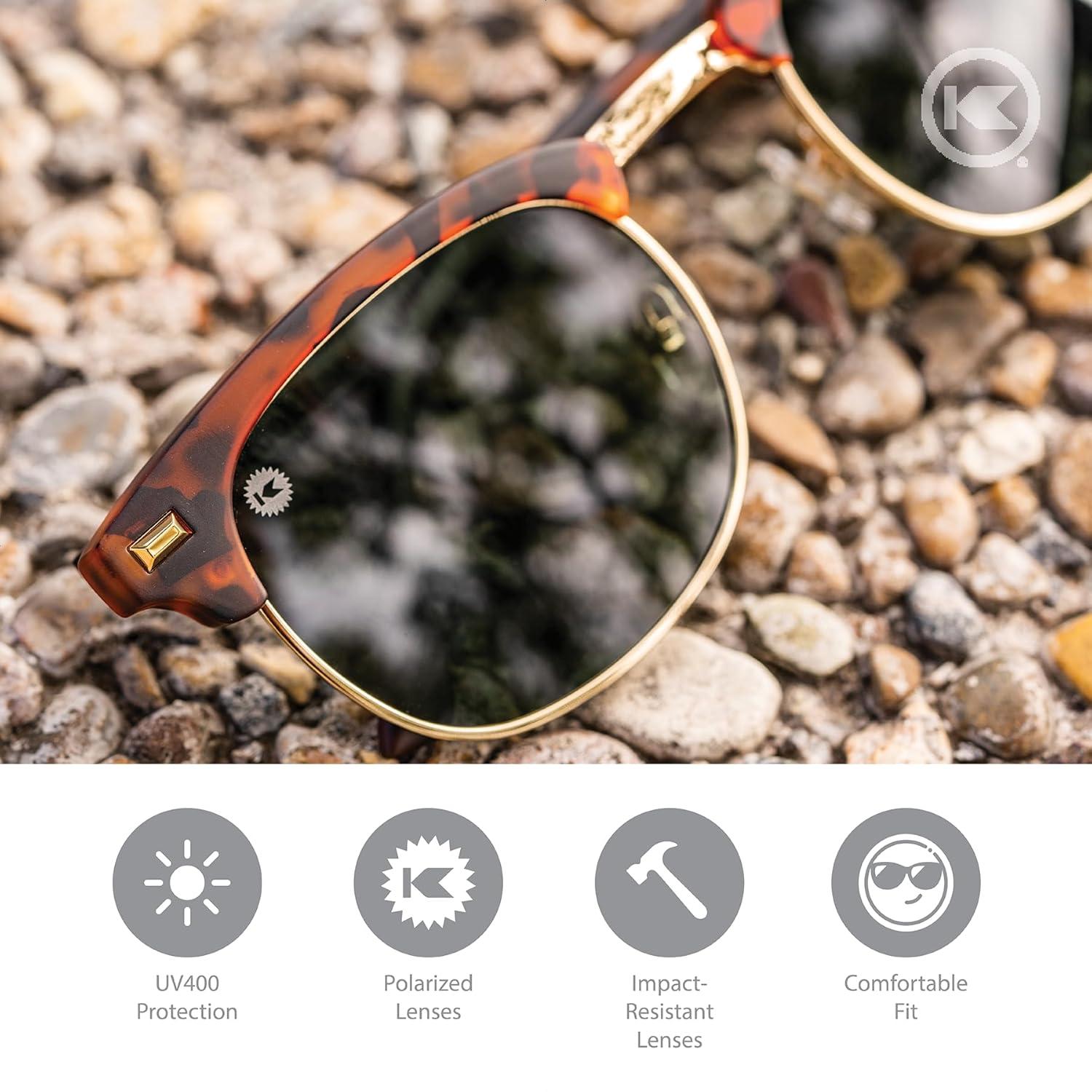 imageKnockaround Brooklines Polarized Sunglasses for Men ampamp Women Impact Resistant Lenses ampamp Full UV400 ProtectionMatte Tortoise Shell Gold