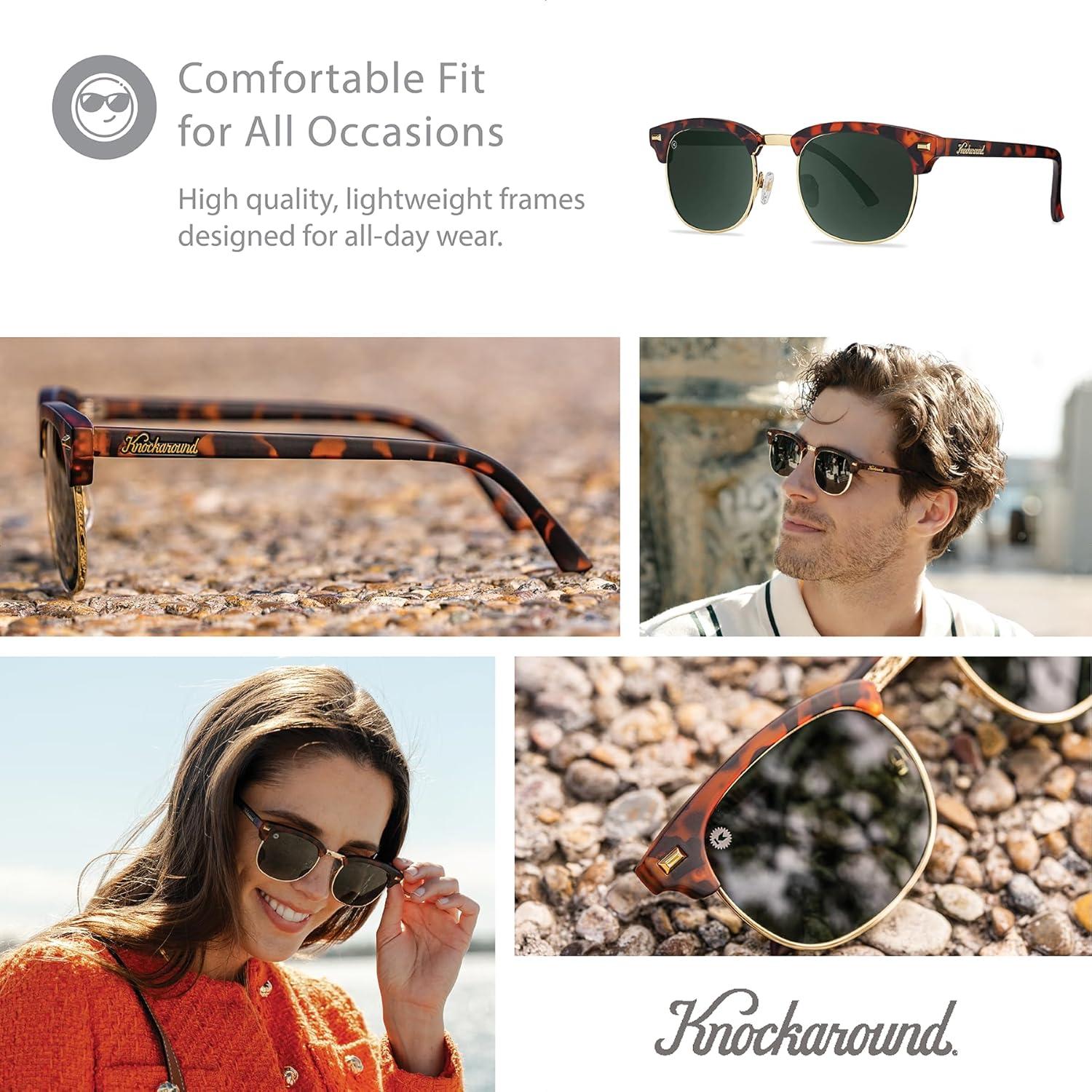 imageKnockaround Brooklines Polarized Sunglasses for Men ampamp Women Impact Resistant Lenses ampamp Full UV400 ProtectionMatte Tortoise Shell Gold