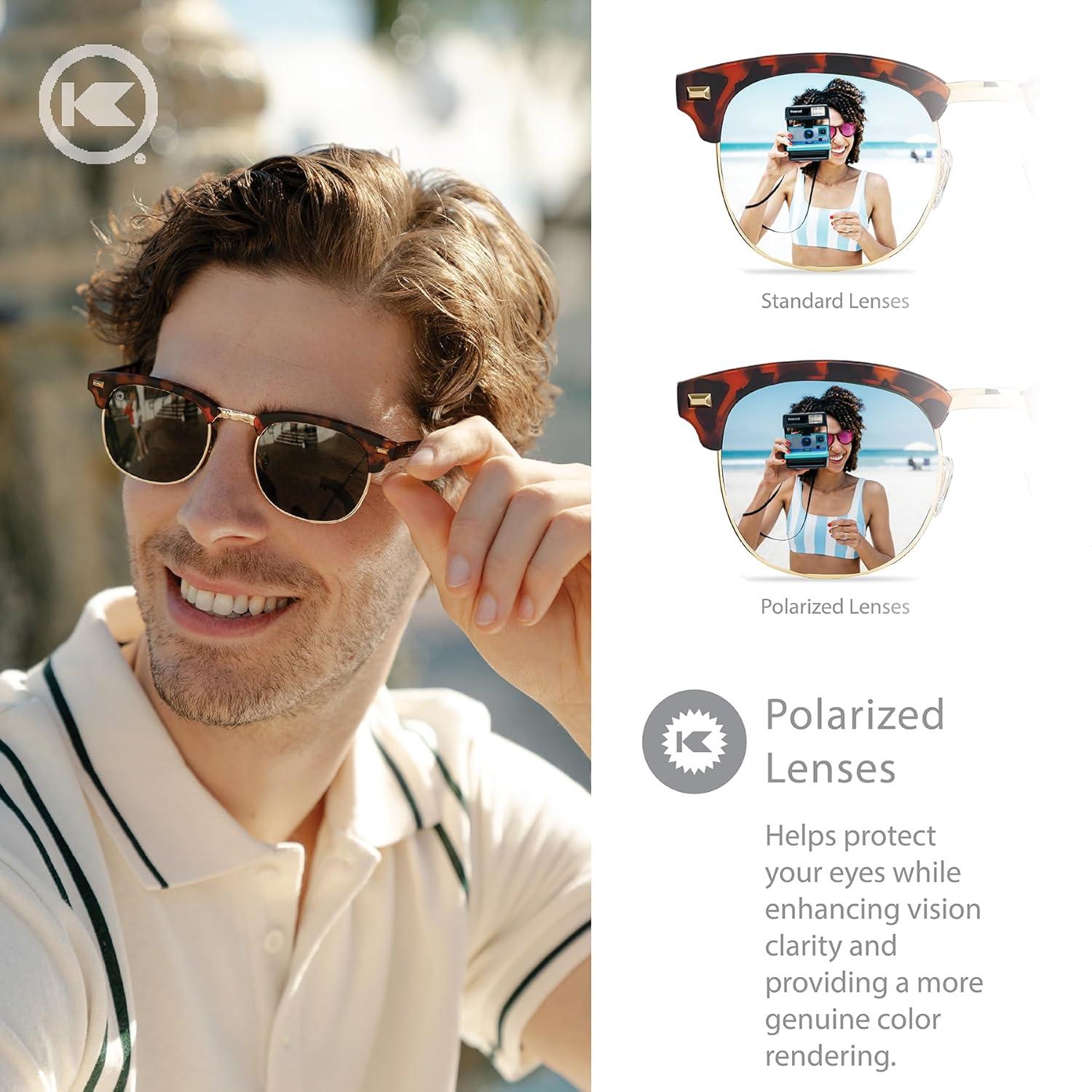 imageKnockaround Brooklines Polarized Sunglasses for Men ampamp Women Impact Resistant Lenses ampamp Full UV400 ProtectionMatte Tortoise Shell Gold