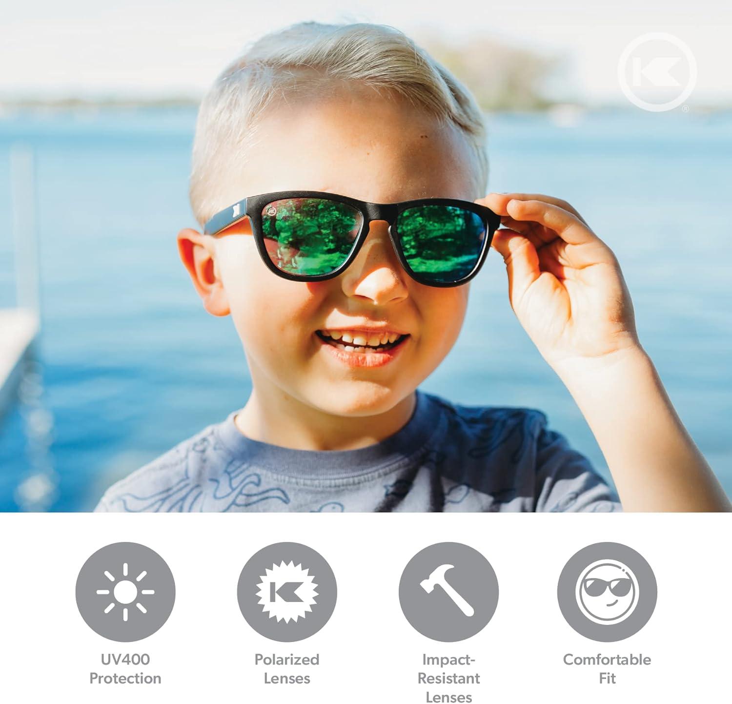 imageKnockaround Kids Premiums Sunglasses Polarized Sunglasses for Kids with Full UV400 ProtectionBlack Green Moonshine
