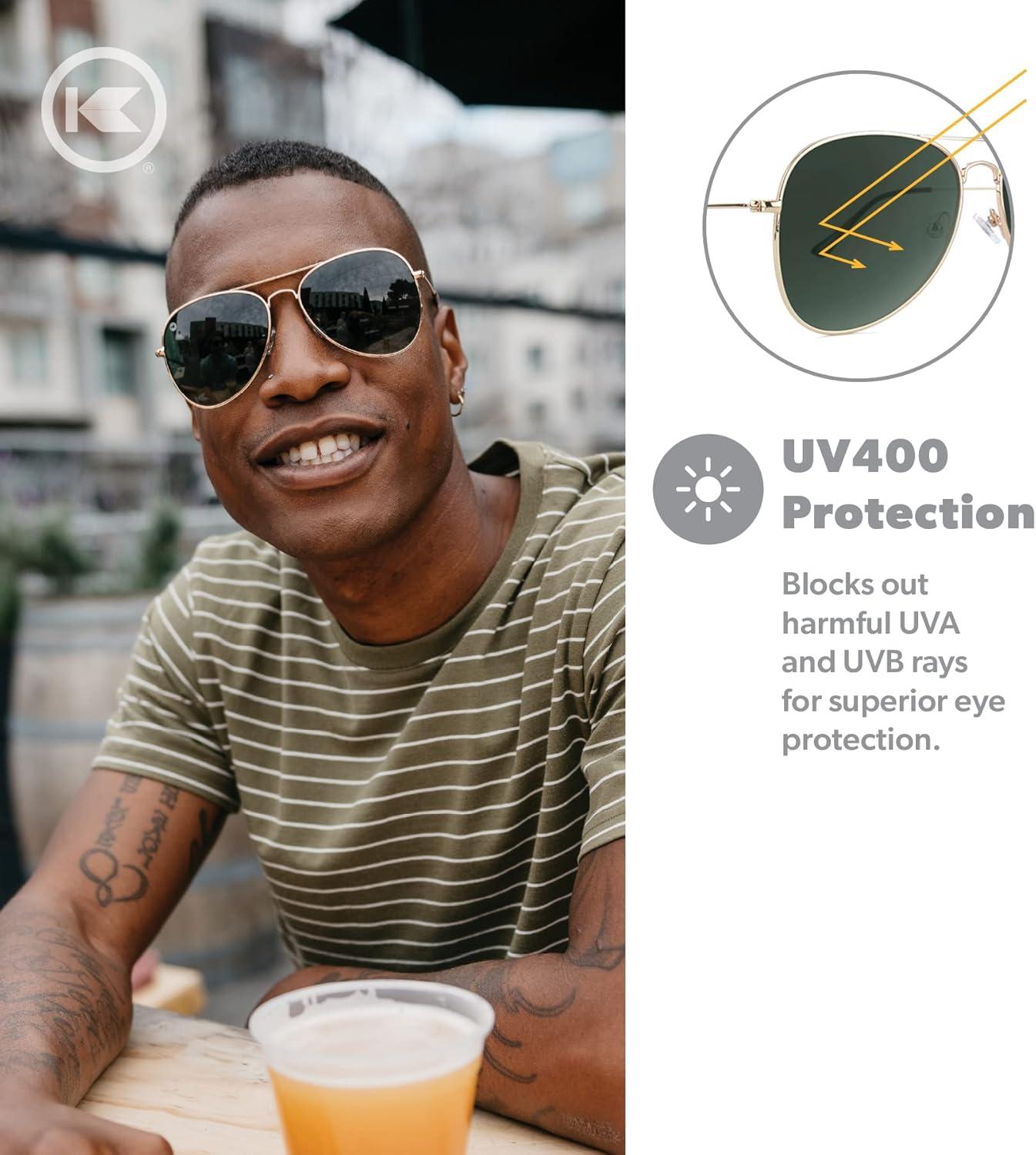 imageKnockaround Mile Highs Polarized Sunglasses Aviator Sunglasses with Full UV400 Protection ampamp Impact Resistant LensesGold Aviator Green