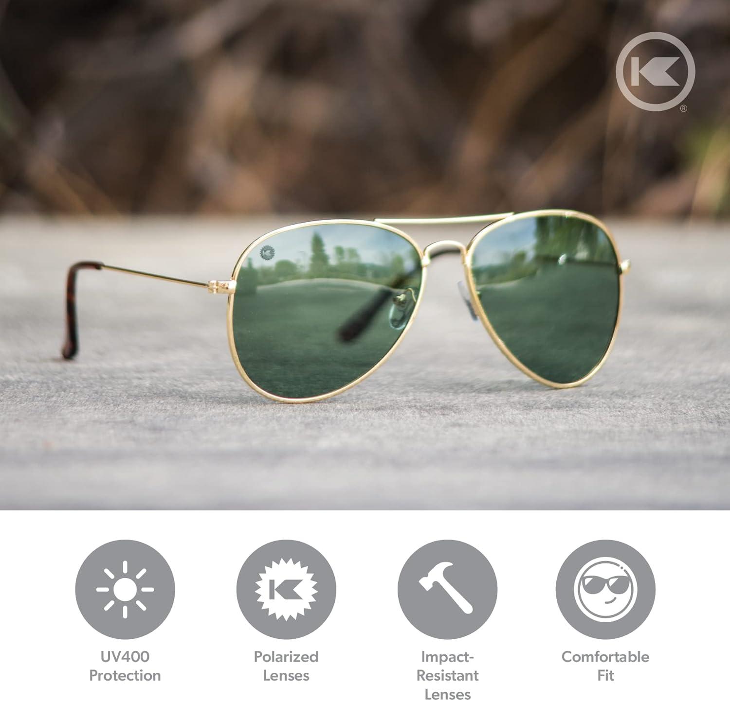 imageKnockaround Mile Highs Polarized Sunglasses Aviator Sunglasses with Full UV400 Protection ampamp Impact Resistant LensesGold Aviator Green
