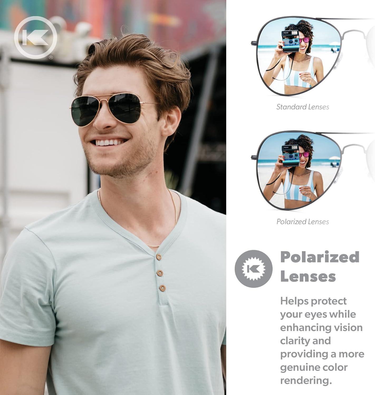 imageKnockaround Mile Highs Polarized Sunglasses Aviator Sunglasses with Full UV400 Protection ampamp Impact Resistant LensesGold Aviator Green