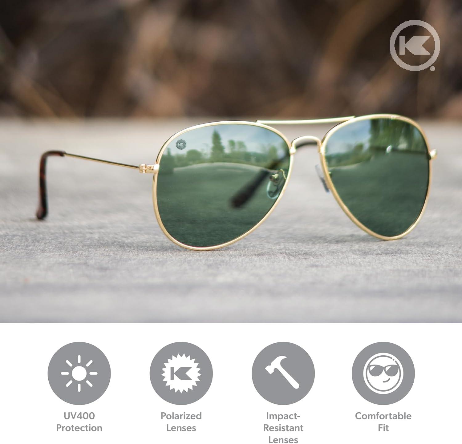 imageKnockaround Mile Highs Polarized Sunglasses Aviator Sunglasses with Full UV400 Protection ampamp Impact Resistant LensesGold Aviator Green SmallMedium