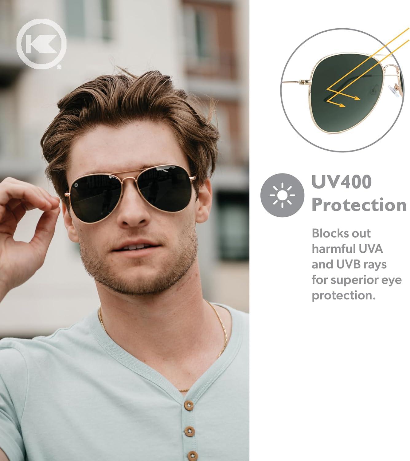 imageKnockaround Mile Highs Polarized Sunglasses Aviator Sunglasses with Full UV400 Protection ampamp Impact Resistant LensesGold Aviator Green SmallMedium