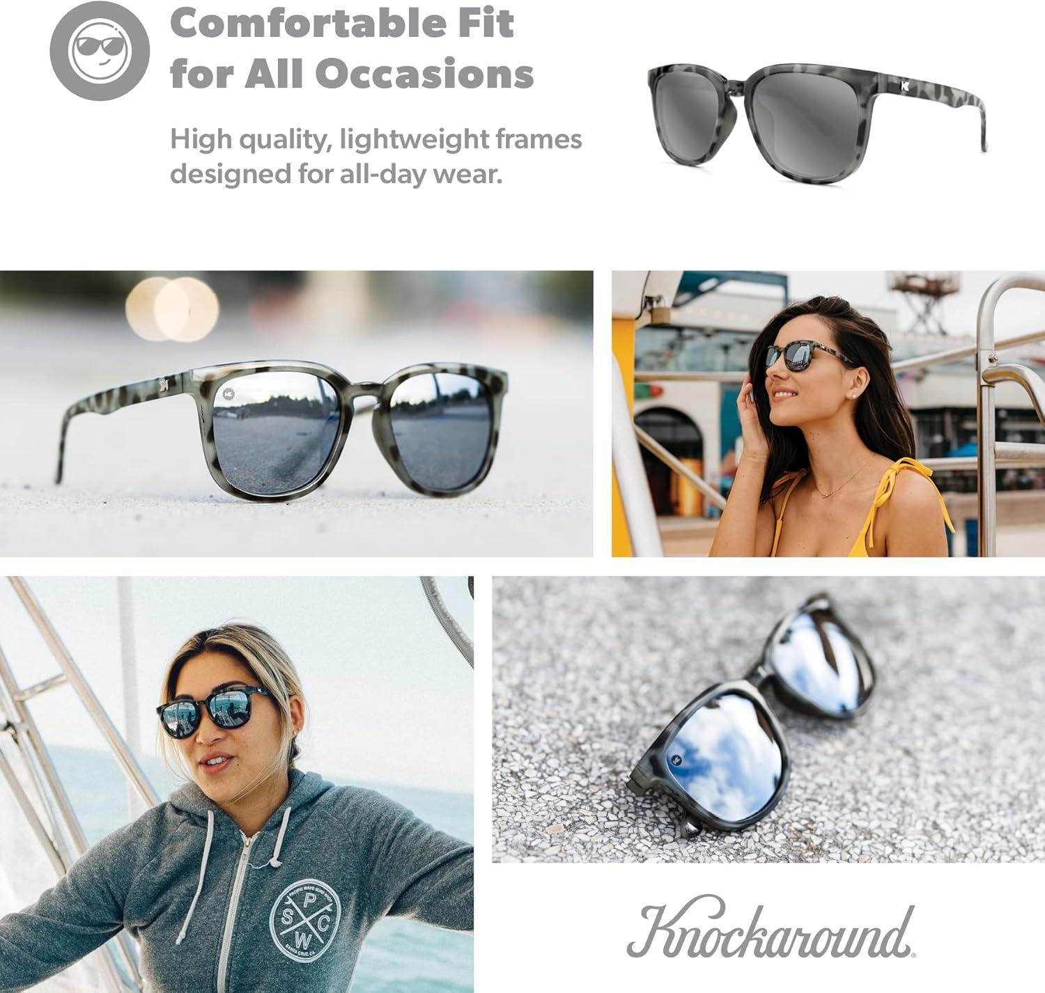 imageKnockaround Paso Robles Polarized Sunglasses for Women ampamp Men Impact Resistant Lenses ampamp Full UV400 Protection Grey Tortoise Shell FramesSilver Reflective Lenses