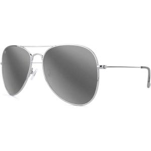 Knockaround Mile Highs Polarized Aviator Sunglasses With Silver Metal Frames/Silver Reflective Lenses