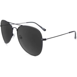 Knockaround Mile Highs Polarized Sunglasses – Aviator Sunglasses with Full UV400 Protection & Impact Resistant Lenses(Black / Smoke)