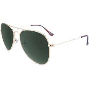 Knockaround Mile Highs Polarized Sunglasses – Aviator Sunglasses with Full UV400 Protection & Impact Resistant Lenses(Gold / Aviator Green (Small/Medium))