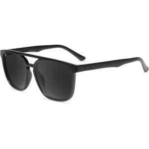 Knockaround Brightsides Polarized Sunglasses for Men & Women – Retro Sunglasses – UV400 Protection(Black on Black)
