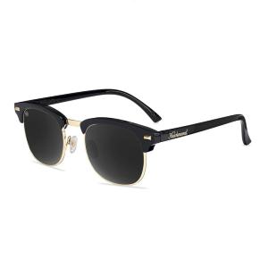 Knockaround Brooklines Polarized Sunglasses for Men & Women – Retro Sunglasses – UV400 Protection(Glossy Black & Gold)