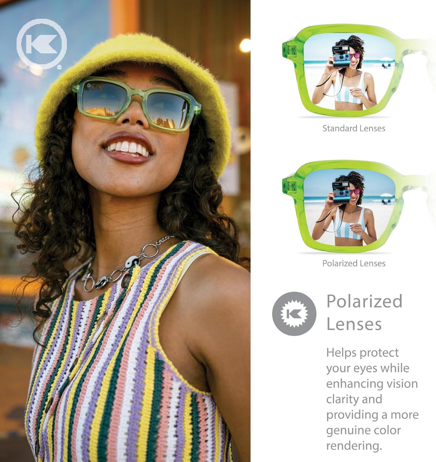 image:imageKnockaround Panoramas Polarized Sunglasses for Men amp Women Retro Sunglasses UV400 ProtectionPucker Up Lemon Lime