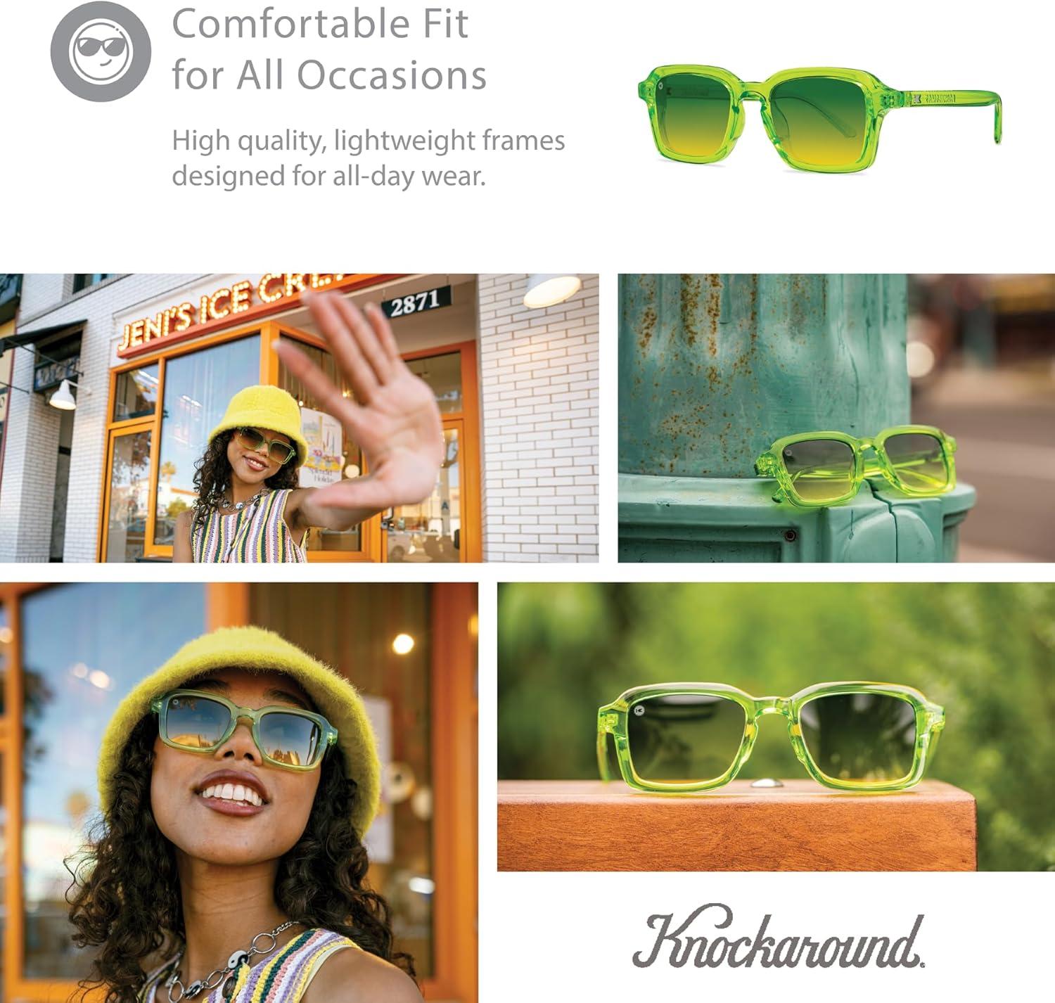 image:imageKnockaround Panoramas Polarized Sunglasses for Men amp Women Retro Sunglasses UV400 ProtectionPucker Up Lemon Lime