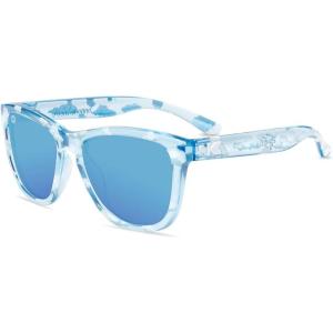 Knockaround Kids Premiums Polarized Sunglasses for Kids – UV400 Protection(Head in the Clouds / Aqua)