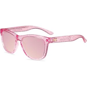 Knockaround Kids Premiums Polarized Sunglasses for Kids – UV400 Protection(Pink Sparkle / Pink)